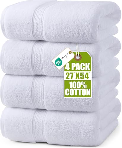 Utopia Towels - 4er-Pack Badetücher Set Premium 100% ringgesponnene Baumwolle 69 x 137 cm Handtücher, sehr saugfähig, weiches Gefühl Duschtücher (Weiß)