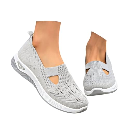 Generisch Orthopädische Schuhe Damen Walkingschuhe Damen Leicht Weite H Vermascht Atmungsaktive Lässige Komfort Laufschuhe Bequeme Outdoor Sommerschuhe Turnschuhe Grau