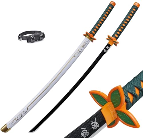 KHHK Demon Tanjiro Samurai Schwert,29 Zoll Anime Ninja Katana Cosplay Holzschwert,Für Lovers Halloween Weihnachten Geburtstag Dekorative Requisiten (Kochou Shinobu)