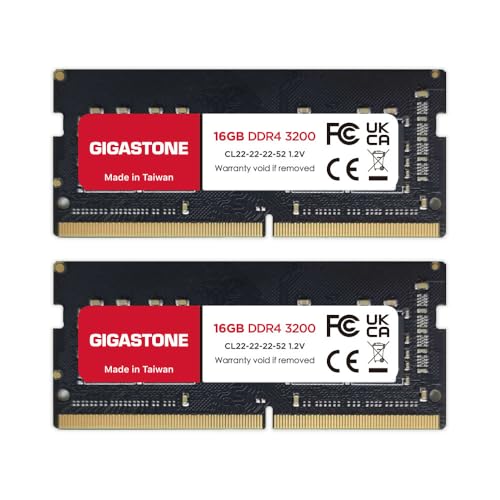 【DDR4 RAM Nur für Laptops】 GIGASTONE 32GB Kit (2x16GB) DDR4 3200MHz (2933/2666MHz) PC4-25600 CL22 1,2V SODIMM 260Pin Nicht-ECC ungepuffert Notebook Speicher-Upgrade