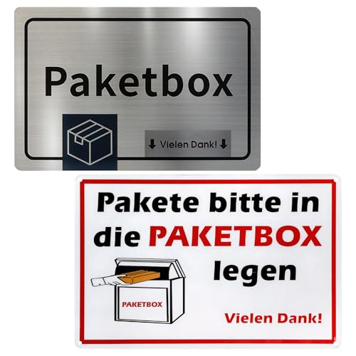 2 Stück Paketbox Schild, Aufkleber Paketbox