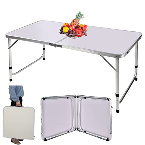 Klapptisch, 122 cm, für PC, Laptop, Büro, Arbeitszimmer, Outdoor, Picknick, Camping, Esstisch, Gaming, höhenverstellbar, 120 x 60 x 70/62/55 cm