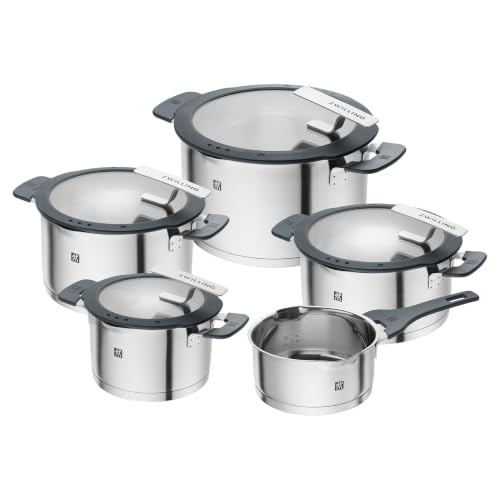 ZWILLING Simplify Kochtopf-Set 5-teilig, Integriertes Sieb, Induktion, Grau