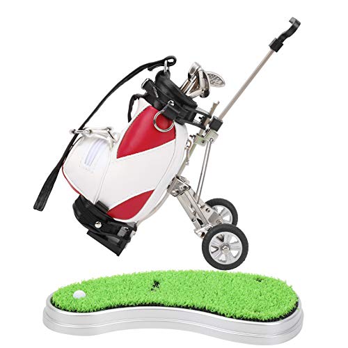 SPYMINNPOO Golfstiftset, Praktisches B¨¹rogeschenk mit 3 Kugelschreibern, Minitasche f¨¹r Golfliebhaber und B¨¹robedarf (rot-Weiss)