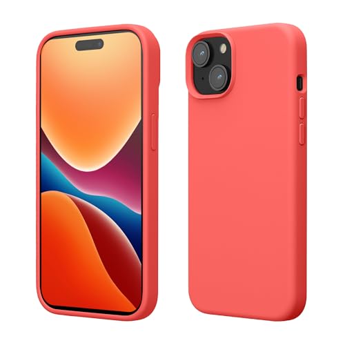 kwmobile Handyhülle für iPhone 15 Hülle, für iPhone 15 Case - Hülle Silikon - kabelloses Laden - Neon Koralle