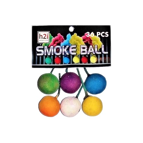 h2i Smoke Balls | 36 Balls | Time 15 sek | Smoke Tube Rauchfackel Rauchtopf Rauchgenerator Rauchbombe mit dichtem kräftigem Rauch |a| Ganzjahresfeuerwerk Kat T1/F1