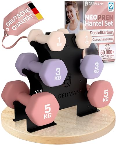 HQ Germany® Hanteln Set [Geruchsfreie Pastellfarben] - 18kg gesamt