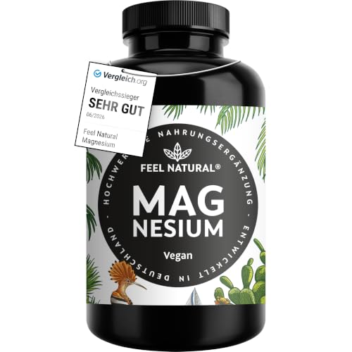Magnesium hochdosiert Kapseln - 365 Stück (Jahresvorrat) - 664mg je Kapsel, davon 400mg elementares Magnesium - höherer Gehalt als andere Magnesiumformen - Laborgeprüft & Vegan - 275g