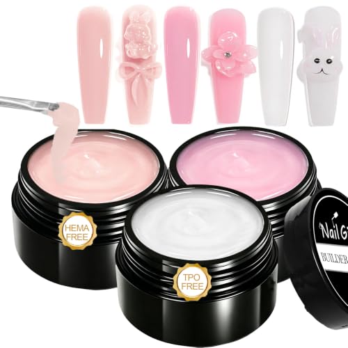 NAILGIL Nagelaufbau für Gelnägel, Modellier-Masse zur Nagelreparatur, Verstärkung & Verlängerung für Nagelstudio (Weiß, Rosa, Nude)