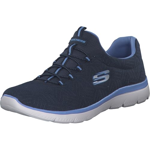 Skechers Damen Summits Artistry Chic Training Shoes, Navy Mesh Blue Trim, 37 EU