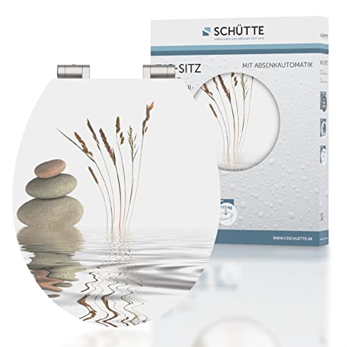 SCHÜTTE WC-Sitz Holzkern HG BALANCE, Hochglanz Toilettensitz mit Absenkautomatik, passend für alle handelsüblichen WC-Becken, maximale Belastung der Klobrille 175 kg, Motiv BALANCE 80522