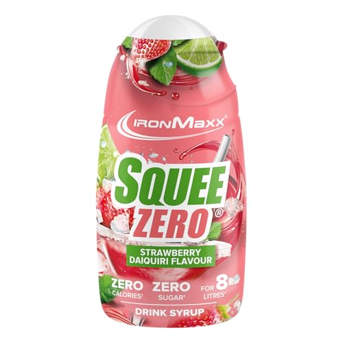 IronMaxx SqueeZero - Strawberry Daiquiri 65ml | Sirup, Erfrischendes Geschmackserlebnis für 8 Liter, Zuckerfrei und Kalorienfrei in 100ml verzehrfertigem Getränk