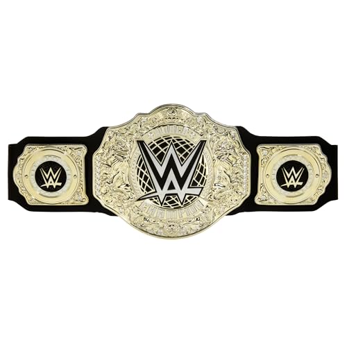 Mattel WWE Championship-Gürtel, World Heavyweight Championship Rollenspiel und Kostüm, ca. 100 cm langer Lederimitatgürtel mit einmaliger Anpassung, HYF18