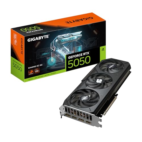 Gigabyte GeForce RTX 5050 Gaming OC 8G Grafikkarte - 8GB GDDR6, 128bit, PCI-E 5.0, 2632MHz Kerntakt, 2 x DP, 2 x HDMI, NVIDIA DLSS 4, GV-N5050GAMING OC-8GD