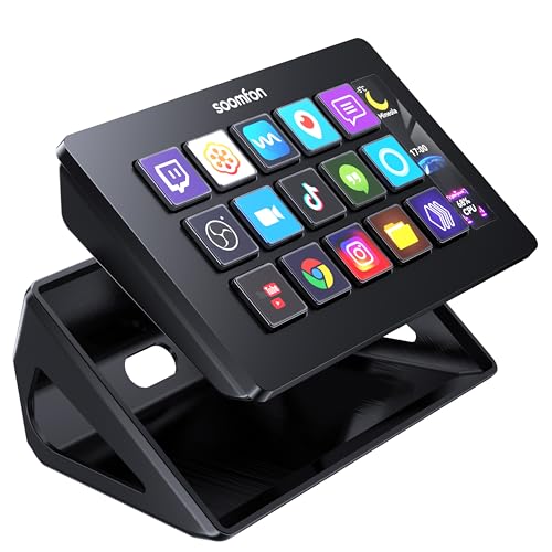 SOOMFON Stream Controller Deck mit 15 anpassbaren LCD Makrotasten Info Bar
