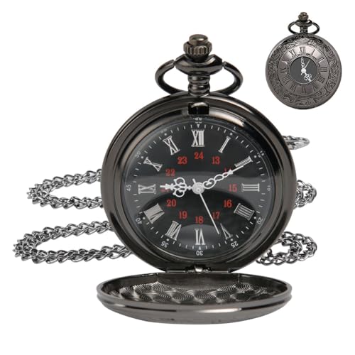 OFFCUP Taschenuhr Vintage Taschenuhr mit Kette Arabisch Ziffern Quarz Taschenuhr Analog Taschen Uhr für Herren, Männer, Frauen, Vater, Opa - Geburtstag Und Jahrestag Geschenk