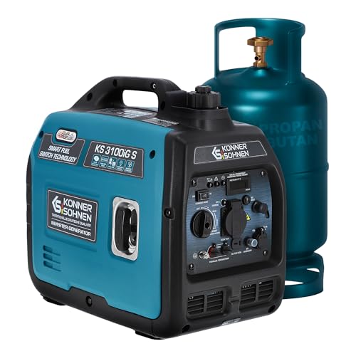 Könner & Söhnen KS 3100iG S LPG/Benzin-Inverter-Generator 3100 W, Notstromaggregat, Schuko-Steckdose 230 V, 2 USB-Anschlüsse, inverter stromgenerator, ECO-Modus, Kupferwicklungen,stromerzeuger EURO V