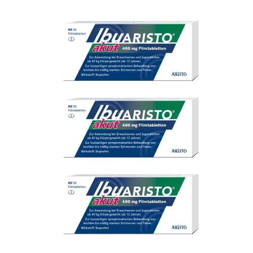 IbuAristo akut 400 mg 3x50 Stück – Ibuprofen Filmtabletten | Kurzzeitige symptomatische Behandlung von leichten bis mäßig starken Schmerzen und Fieber – flexible Einzeldosis 200–400 mg