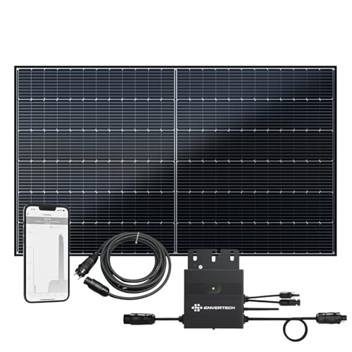 flex-energie Balkonkraftwerk Komplettset I 455Wp Solarmodul, Envertech EVT400-R Wechselrichter & 5m Kabel I Bifaziale Solaranlage zur Energiegewinnung I Leistung drosselbar