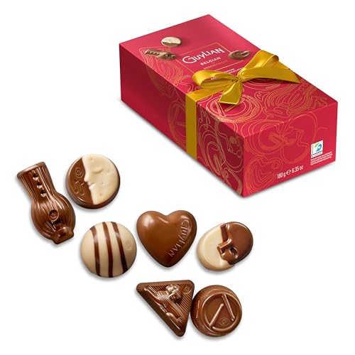 Guylian Belgian Pralinen Schokolade Geschenkbox Rot – Mix aus edlen Chocolat (Fairtrade Kakao) - Ideale als Valentinstag & Osternest - mit Cappuccino, Karamell, Haselnuss, Trüffel uvm. - 180g