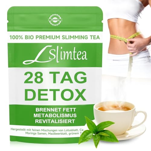 Detox Tee zum Abnehmen & Bauchfett Verbrennen – 28 Tage Stoffwechsel-Kur mit Lotusblatt, Moringa & Grüntee – Natürlicher Fettverbrenner, Vegan & Allergenfrei, Gegen Blähbauch,grüne helfer