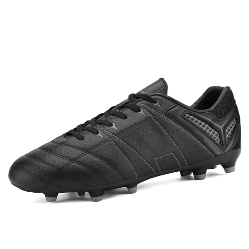 DREAM PAIRS Herren Fußballschuhe Jugen Trainingsschuhe Professionelle Stollen Spikes Cleats Outdoor Sport Football Schuhe,Size 39,SCHWARZ/GRAU,SDSC2201M-E