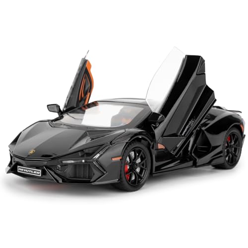imtfzct Lamborghini Reventon Spielzeugauto, 1/24 Gussmodellauto mit Sound, Licht und Pullback, Sammlermodellauto, Geschenk für Kinder (schwarz)