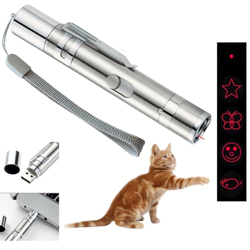 EASERIA LED Pointer für Katzen Spielzeug, Interaktives katzenspielzeug, Katze Hund Kitten Licht Spielzeug, für Haustiere Trainingsgerät, 5 Muster & 7 in1, Wiederaufladbar über USB