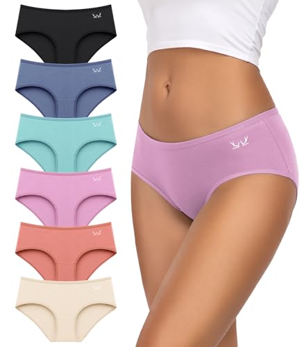 TANSTC Baumwoll Hipster Slips Damen 6er-Pack, Niedrige Taille, Atmungsaktive Sportunterwäsche - Damen Unterwäsche M