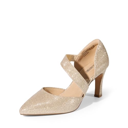 DREAM PAIRS Damen High Heels Pumps Kleid Geschlossene Spitze Zehenpartie Bequeme Pumps Schuhe für Arbeit Büro Hochzeit Tanzen,Size 40,Gold-Glitzer,SDPU2350W