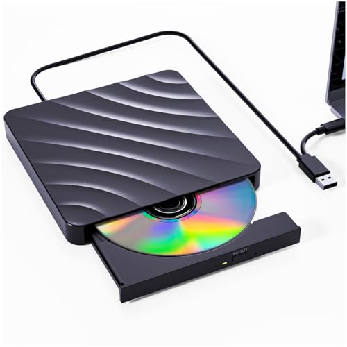 QDSYLQ Externes DVD CD Laufwerk USB: DVD Brenner Extern CD Laufwerk für Laptop PC, Externe Optische Laufwerke +/-RW ROM, Externer CD/DVD Brenner und Player für Windows 11/10/8/7/XP/Vista Linux MacOS