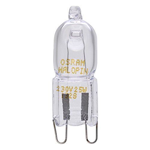 Osram Halopin Backofen-Lampe (230 V, 25 W, G9 Halogen, Stiftform, für Bosch, Neff, Siemens, Delonghi, Ocean, Fagor, für Öfen und Mikrowellen, geeignet für hohe Temperaturen)