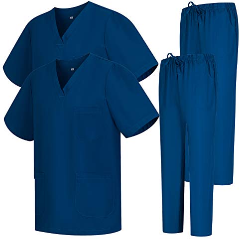 MISEMIYA - Pack * 2 Pcs - Unisex-Schrubb-Set - Medizinische Uniform mit Oberteil und Hose ref.2-8178 - Medium, Marineblau 68