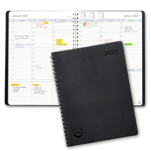 Smart Panda Terminplaner 2027 A5 – Kalender, 30 Min Takt, Buchkalender | Klares Design, mehr Produktivität, Wochenplaner für Beruf & Familie, Lehrerkalender, auf Deutsch, Nov 2026 bis Dez 2027