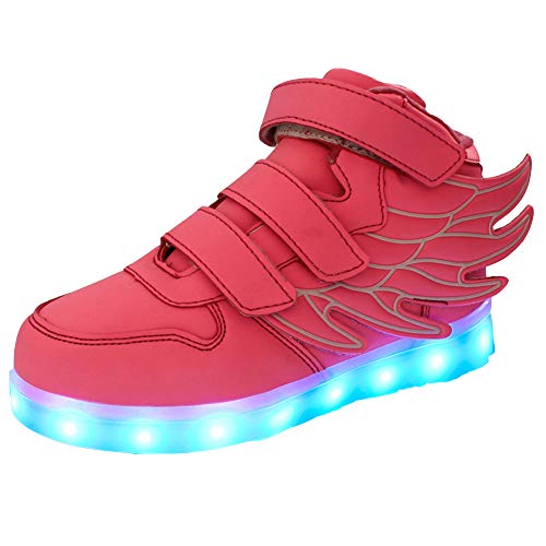 Lovelysi Kinder Junge Mädchen 7 Farbe USB Aufladen LED Hoch-Oben Schuhe Leuchtend Sportschuhe Farbwechsel Sneaker Turnschuhe für Junge Mädchen Geburtstagsgeschenk