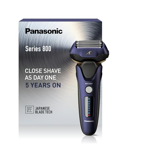 Panasonic Series 800 ES-LV67 Elektrischer Nass- & Trockenrasierer, 5-fach-Scherkopf Mit Linearmotor Und Bartsensor Technologie, Inklusive Pop-up Trimmer Und 16D-Multi-Flex-Kopf, Navy Blau