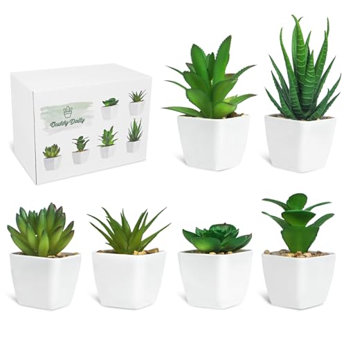 Ouddy Daily 6 Stück Kunstpflanzen außenbereich Künstliche Pflanzen Kunstpflanzen Badezimmer Kunstpflanzen im Topf Künstliche Sukkulenten Tischdeko Haus Balkon Büro Deko MEHRWEG (Grün)