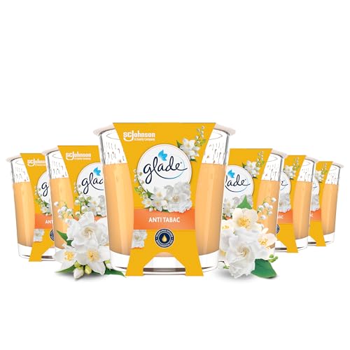 Glade Duft-Kerze im Glas, Anti-Tabac, bis zu 27 Stunden Brenndauer, 6er Pack (6 x 112g)