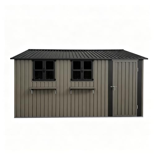 Gartenhaus Metall 359x284 cm, Gartenschuppen aus Stahl, Braun (359,4 × 284,2 cm Braun)