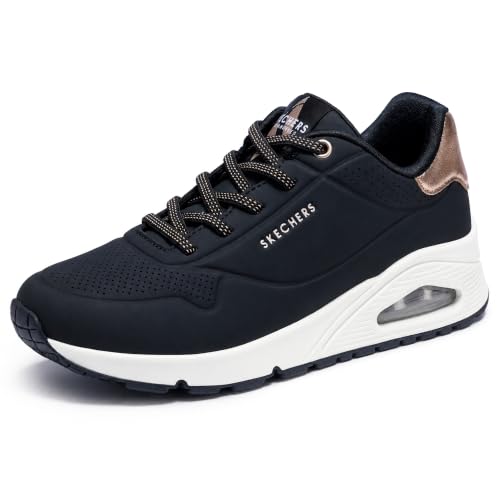 Skechers Damen Uno Shimmer Away Trainers, Black Durabuck, 40 EU