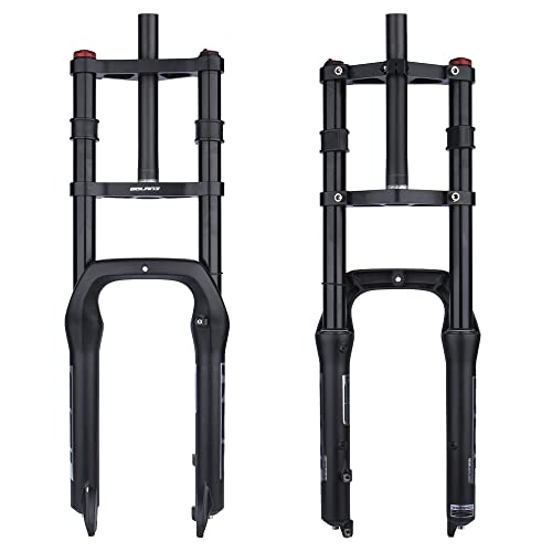 BOLANY Fahrrad-Federgabel, 50,8 cm (20 Zoll), 4,0 Reifen, Doppelschulter, Schnee, Strand, MTB, Fat Fork, 135 mm Verfahrweg, gerader Schlauch, QR 9 mm, 3,8 cm Lenkstange