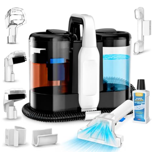 Polsterreiniger Gerät, 600W 17kPa Teppichreiniger Waschsauger, Nassauger mit Reinigungsmittel, Kompakter Teppichreiniger und Textilreiniger – Waschsauger für Teppich, Polster Autositze & Sofa