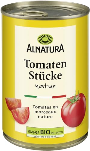 Alnatura Bio Tomatenstücke Natur, 1 x 400 g, Abtropfgewicht 1 x 240 g