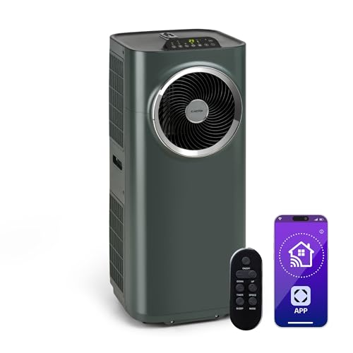 Klarstein Kraftwerk Smart 10K Mobiles Klimagerät – 10000 BTU, 29-49 m², App & Alexa Steuerung, 3-Stufen Ventilator, 23 l/h Entfeuchtung, Leise, Inkl. Fensterkit, Anthrazit