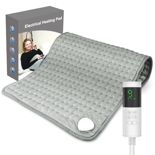 Nigecue 43x84cm Heizkissen mit Abschaltautomatik, Schnelle Heiztechnik Elektrisch Wärmekissen mit 9 Heizstufen, Überhitzungsschutz, LED Display, Maschinenwaschbare Heizdecke mit 4 Timer