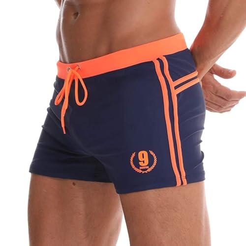 Arcweg Herren-Badehose, Boxershorts, S-XL, Futter mit Kordelzug, verstellbar, bequem, Marineblau, 50
