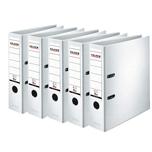 FALKEN 5x PP-Color Kunststoff-Ordner 8 cm breit DIN A4 weiß