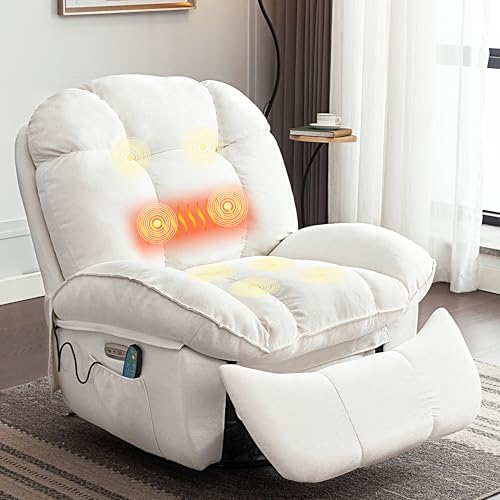 LONXIU Relaxsessel Elektrisch, Massagesessel Mit Ladeanschluss und Heizung, Fernsehsessel Elektrisch Verstellbar Für Wohnzimmer, Rückenlehne & Beinstütze Getrennt Verstellbar (Weiß)