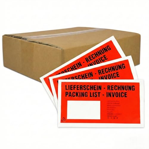 baytronic Dokumententaschen, DIN lang, rot schwarz bedruckt Lieferschein/Rechnung (1000 Stück)