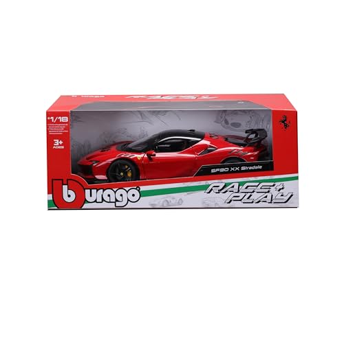 Bburago - Ferrari SF90 XX Stradale 1/18 – Rosso Corsa mit schwarzem Dach – Miniaturauto aus Metall – sehr detailliertes Modell, offizielle Ferrari Collector-Edition